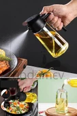 2 Adet Çift Fonksiyonlu Cam Yağdanlık 450ml Zeytinyağı Sıvıyağ Şişe Airfryer Sprey Yağlık Sirkelik - 3