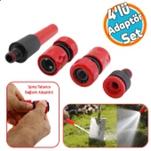 Hortum Sulama Başlığı Seti Su Tabanca Bağlantı Ekleme Aparatı Eki Bahçe Sulama Adaptörü 4 Parça - 1