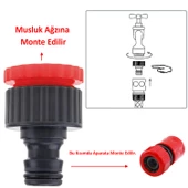 Hortum Sulama Başlığı Seti Su Tabanca Bağlantı Ekleme Aparatı Eki Bahçe Sulama Adaptörü 4 Parça - 5
