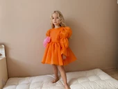 Rose Oranj Şifon Kız Çocuk Parti Elbisesi - 3