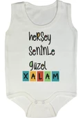 Organik %100 Pamuk Herşey Seninle Güzel Xalam Askılı Bebek Body ZBN0140 - 1