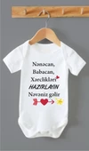 Organik %100 Pamuk Nenecan Babacan Xarçlıkları Hazırlayın  Azeri Bebek Body Zıbın ZBN0158 - 1