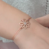 Gümüş Rose Çiçek Bayan Bileklik - 3