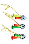 3 Adet Maç Kornası -  Sesli Üflemeli İpli Mini Maç Kornası - Maç Borazanı - Vuvuzela - Tribün Düdüğü - 5