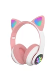 Kedi Kulak Led Işıklı Kablosuz Bluetooth Mikronlu Hafıza Kartı Girişli Kulaklık - 1