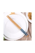 10 Adet YIKANABİLİR  (5 Çift) Desenli Yıkanabilir Kore Çin Bambu Chopsticks Yemek Çubuğu - 3