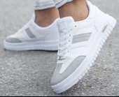 BOUIS Erkek Beyaz Günlük Bağcıklı Sneaker Ortopedik Koku Yapmaz Kaymaz Şık Konforlu Spor Ayakkabı - 1