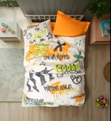 Cotton Box Genç Odası Tek Kişilik Nevresim Takımı Graffiti Oranj - 1