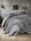 Cotton Box Trim Çift Kişilik Kürk Battaniyeli Nevresim Takımı Suave Antrasit thumbnail 1