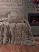 Cotton Box Tek Kişilik Peluş Yorgan Seti Bej 155x215 cm - 1