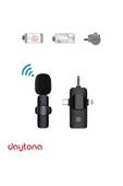 Daytona K9 Wireless 3ın1 Kablosuz Type-c - Lightning -3,5mm Jak Tekli Yaka Mikrofonu K9-c1 - 1