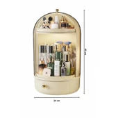 Piev House by House Glow Vitrin 360 Döner Standlı Çekmeceli Raflı Hazneli Makyaj Kozmetik Organizer - 4