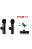 Daytona K9-D2 Lightning-TYPE-C Wireless (Kablosuz Mikrofon) Dönüştürücülü Çiftli Yaka Mikrofonu - 1