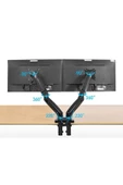 North Bayou Nb F160 Çift Kol Amortisörlü Monitör Tutucu 17-30" Lcd Led Monitör Tutucu-siyah - 2