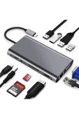 Daytona Cf31 Type-c Usb-c To 4xusb3.0 4k Hdmı Vga 1000 Mbps Rj45 Pd Aux Sd Tf Kart 11ın1 Çevirici - 2