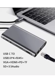Daytona Cf31 Type-c Usb-c To 4xusb3.0 4k Hdmı Vga 1000 Mbps Rj45 Pd Aux Sd Tf Kart 11ın1 Çevirici - 6