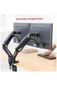 North Bayou Nb F160 Çift Kol Amortisörlü Monitör Tutucu 17-30" Lcd Led Monitör Tutucu-siyah - 1