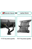 North Bayou Nb F160l Ayarlanabilir Amortisörlü Laptop Standı Ve Ergonomik Monitör Standı - Tutucu 17 Siyah - 5