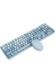 Daytona Mofii Sweet 104 tuşlu PC Notebook Macbook Uyumlu Renkli Klavye Mouse Set Mavi thumbnail 2