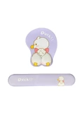 Daytona Desenli Ergonomik Desenli Mouse Pad Ve Bilek Desteği Set Mor - Ördek - 1