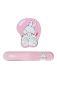 Daytona Desenli Ergonomik Desenli Mouse Pad Ve Bilek Desteği Set Pembe - Tavşan - 1