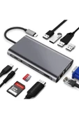 Daytona Fc-09 Type-c To Hdmı Rj45 Sd Kart Usb 3.0 X 2 Vga Macbook Uyumlu 11ın1 Çevirici Adaptör - 3