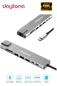 Daytona Fc-10 8ın1 Type-c To 4k Hdmı 1080p 2Xtype-c 2Xusb 3.0 Ethernet Lan 2Xsd Adaptör - 2