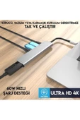 Daytona Cf08 Macbook Uyumlu Type-c To 4k 1080p Uhd Hdmı Type-c Pd Şarj 2 Usb3 Çevirici Hub Adaptör - 4