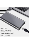 Daytona Fc-09 Type-c To Hdmı Rj45 Sd Kart Usb 3.0 X 2 Vga Macbook Uyumlu 11ın1 Çevirici Adaptör - 5