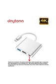 Daytona Cf01 Macbook Uyumlu 4k Type C To 3 Portlu Hdmı - Usb - Type-c Çevirici Adaptör - 5