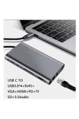 Daytona Fc31 Gigabit Type-c to 3xusb 3.0 4k1080p Hd Hdmı Vga Rj45 Pd Aux Sd Tf 11ın1 Çevirici - 2