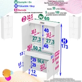 Modilayn YENİ AFRA 60x173x32,5 cm 1 Çekmece 4 Kapak 3 Raf 6 Bölme Çok Amaçlı Banyo & Mutfak Dolabı  - 4