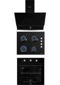 Kumtel Turbo Kristal Siyah Cam Ankastre Set (Da6-830 Davlumbaz + Ko-40 Tahdf Ocak + B66-Sf2 Fırın) - 1