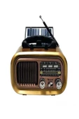 Güneş Panelli Nostaljik Görünümlü Radyo Bt/tf/usb/fm/am/sw 3 Bandlı Radyo - 1
