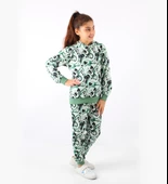 Triliya-Kız Çocuk Kapüşonlu Kapli Dijital Mevsimlik Eşofman Takımı- 4-12 Yaş - 4