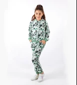 Triliya-Kız Çocuk Kapüşonlu Kapli Dijital Mevsimlik Eşofman Takımı- 4-12 Yaş - 1