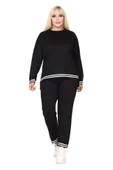 Melsay Butik Siyah Bisiklet Yaka Yakası Şerit Detaylı Eşofman Takımı thumbnail 1