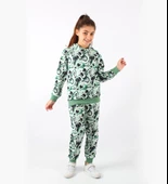 Triliya-Kız Çocuk Kapüşonlu Kapli Dijital Mevsimlik Eşofman Takımı- 4-12 Yaş - 2