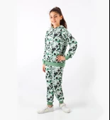 Triliya-Kız Çocuk Kapüşonlu Kapli Dijital Mevsimlik Eşofman Takımı- 4-12 Yaş - 3