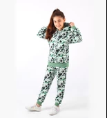 Triliya-Kız Çocuk Kapüşonlu Kapli Dijital Mevsimlik Eşofman Takımı- 4-12 Yaş - 5