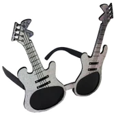 Gümüş Renk Rockn Roll Gitar Şekilli Parti Gözlüğü 15x15 cm - 1