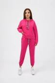 Kadın Kapüşonlu Lastik Paça Detaylı Eşofman Takımı 4161-25 - 1