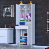 Modilayn AFRA 60x173x32,5 cm 1 Çekmece 3 Kapak 5 Raf 8 Bölme Çok Amaçlı Banyo & Mutfak Dolabı - 3