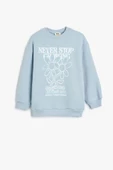 Koton Kız Çocuk Sweatshirt Çiçek Baskılı Uzun Kollu Bisiklet Yaka - 1