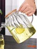 Vakumlu Bambu Kapaklı Isıya Dayanıklı Borosilikat Cam Demlik, Süzgeçli Demlik (1800 ml) EKG-Lemonade - 2