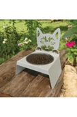 Sevimli Kedi Tasarımlı, Ergonomik Beyaz Kedi ve Köpek Mama ve Su Kabı Tekli Small Model – Paslanmaz Çelik, Dayanıklı Malzeme - 1