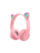 Maxron P47M Pembe Kedi Kulak Bluetooth Kulaklık- MicroSd Kart Girişi - 1