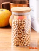 12Li Vakumlu Bambu Kapak Borosilikat Baharatlık Seti, 200 ml Baharat Takımı, Jarpot - 6