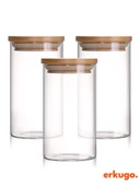 12Li Vakumlu Bambu Kapak Borosilikat Baharatlık Seti, 200 ml Baharat Takımı, Jarpot - 5