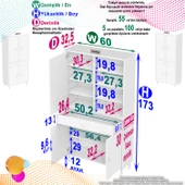 Modilayn AFRA 60x173x32,5 cm 1 Çekmece 3 Kapak 7 Raf 10 Bölme Çok Amaçlı Banyo & Mutfak Dolabı - 4